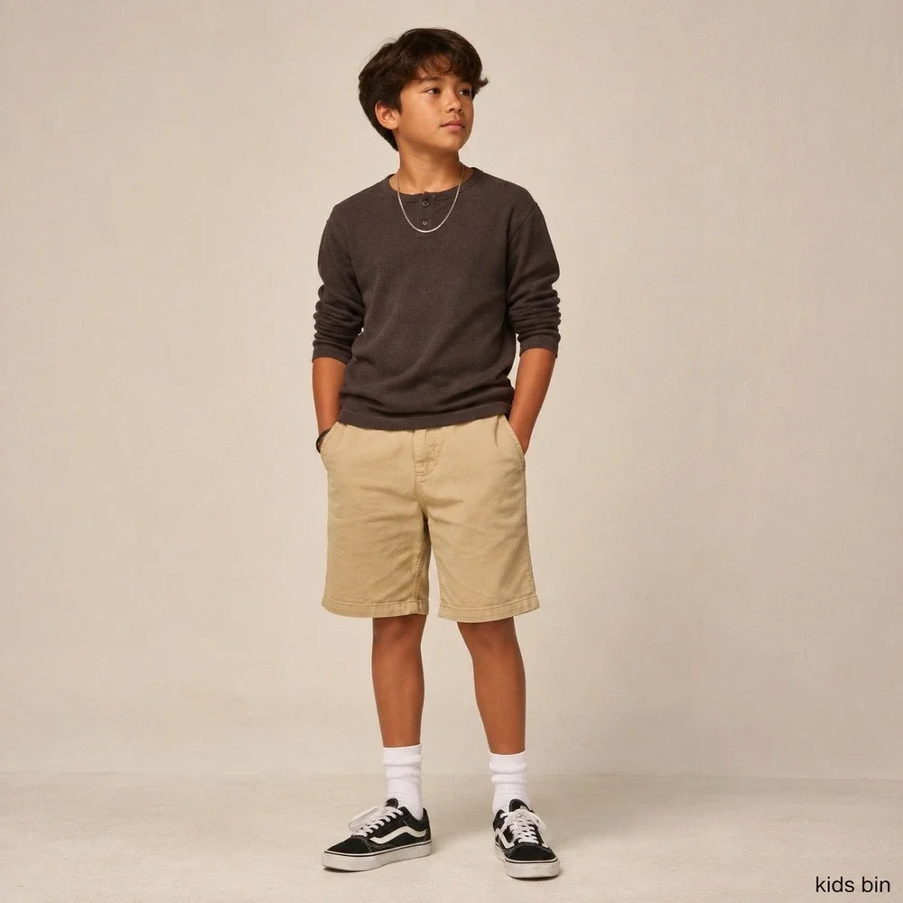 The Childrens Place Boys Tan Khaki Chino Shorts Stretch Cotton Size 10 SKU001
